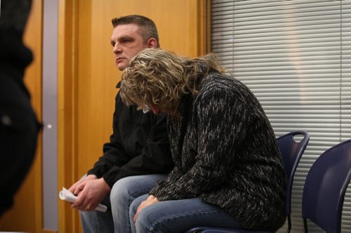 Ruth Bonneville / Winnipeg Free Press Cooper James Nemeth's mom,  Gaylene Nemeth with her husband, Brent by her side, can't hold back tears while at a Winnipeg police news conference on Wednesday, Feb 17, 2016.  Cooper James Nemeth, 17, was last seen in the Valley Gardens area early Sunday morning.