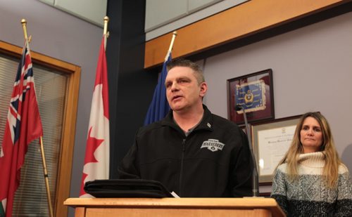 Ruth Bonneville / Winnipeg Free Press Cooper James Nemeth's dad, Brent Nemeth,  answers questions from the media during at a Winnipeg police news conference on Wednesday, Feb 17, 2016.  Cooper James Nemeth, 17, was last seen in the Valley Gardens area early Sunday morning.