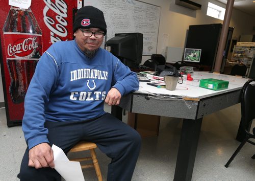 JASON HALSTEAD / WINNIPEG FREE PRESS Client James Stewart sits in the 10-day detox unit at Main Street Project on Jan. 27, 2016. The dormitory at Main Street Project houses up to 25 men each day for detox up to 10 days. (See Social Page)