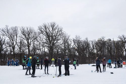 DAVID LIPNOWSKI / WINNIPEG FREE PRESS  Skiers during Get Off Your Butt and Ski event at Windsor Park Nordic Centre Saturday February 20, 2016.