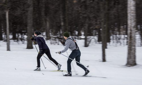 DAVID LIPNOWSKI / WINNIPEG FREE PRESS  Fierce competition during the Get Off Your Butt and Ski event at Windsor Park Nordic Centre Saturday February 20, 2016.