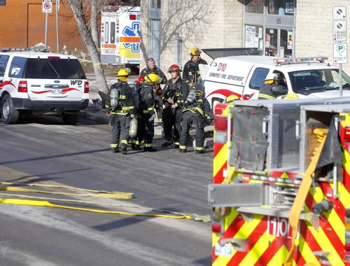 BORIS MINKEVICH / WINNIPEG FREE PRESS Fire crews work tirelessly to manage the 2 alarm fire in the old #1 Legion on Sargent and Maryland. Photo taken February 26, 2016
