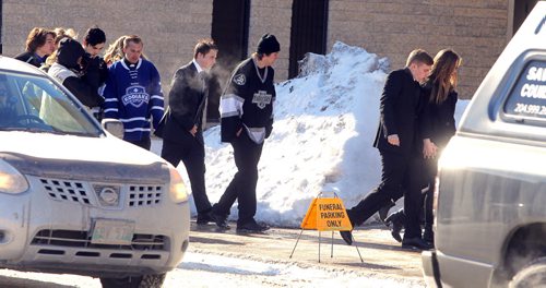 BORIS MINKEVICH / WINNIPEG FREE PRESS Cooper Nemeth funeral at the Calvary Temple in Winnipeg, MB.  People walk into the funeral. Photo taken February 29, 2016