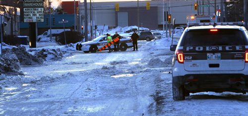 WAYNE GLOWACKI / WINNIPEG FREE PRESS
A section of St. Matthews Ave. near Berry St. is still closed Tuesday morning after a large water main break overnight. March 1 2016