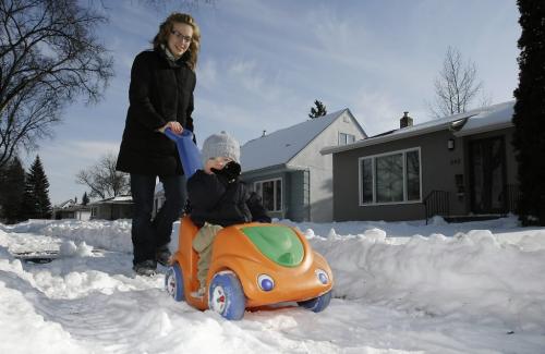 John Woods / Winnipeg Free Press / February 24, 2008 - 080224 - Kelsey Zaste plays with her two year old son Olsen Sunday February 18, 2008.  Zaste is a single mom and commented on the budget for Bruce Owens story.