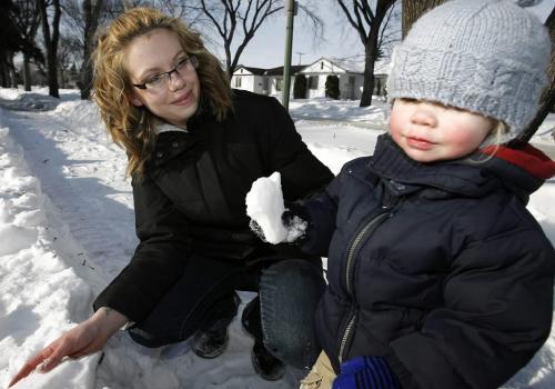 John Woods / Winnipeg Free Press / February 24, 2008 - 080224 - Kelsey Zaste plays with her two year old son Olsen Sunday February 18, 2008.  Zaste is a single mom and commented on the budget for Bruce Owens story.