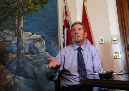 WAYNE GLOWACKI / WINNIPEG FREE PRESS  
   Opposition Leader Brian Pallister announces Tuesday his plan for energy efficiency and returning Manitoba to its position as a green leader. Larry Kusch March 1 2016