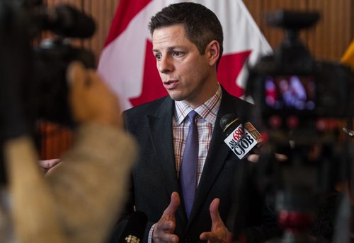 MIKE DEAL / WINNIPEG FREE PRESS Mayor Brian Bowman responds to allegations towards the previous mayor and city administration and the RCMP investigation. 160301 - Tuesday, March 01, 2016