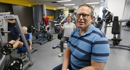 WAYNE GLOWACKI / WINNIPEG FREE PRESS   
    Stephen Cornish, a U of M researcher who is looking for males over the age of 65 who enjoy strength training to participate in a research study looking at the effects of three different strength training exercise intensities on the release of a muscle building protein into the blood. (The men in the photos are not in this study) Stephen Cornish is the lead researcher on the project.   Scott Billeck story March 2 2016