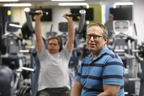 WAYNE GLOWACKI / WINNIPEG FREE PRESS 
   Stephen Cornish, a U of M researcher who is looking for males over the age of 65 who enjoy strength training to participate in a research study looking at the effects of three different strength training exercise intensities on the release of a muscle building protein into the blood. (The men in the photos are not in this study) Stephen Cornish is the lead researcher on the project.   Scott Billeck story March 2 2016