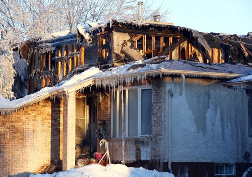 WAYNE GLOWACKI / WINNIPEG FREE PRESS   
   A fire destroyed a home on Monty Hall Drive that broke out late Wednesday night.  Bill Redekop  story  March 3 2016