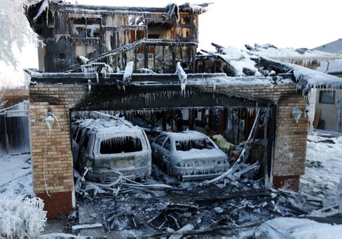 WAYNE GLOWACKI / WINNIPEG FREE PRESS 
   A fire destroyed a home on Monty Hall Drive that broke out late Wednesday night.  Bill Redekop  story  March 3 2016