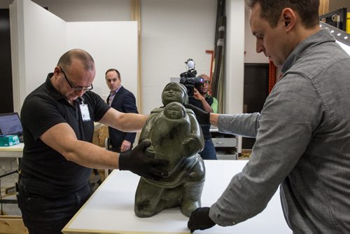 MIKE DEAL / WINNIPEG FREE PRESS A tour of the WAG where they are opening 300 crates holding nearly 8,000 Inuit art pieces that have been loaned to the gallery from the Nunavut Government.  Employees catalog each piece as it is uncrated. 160303 - Thursday, March 03, 2016