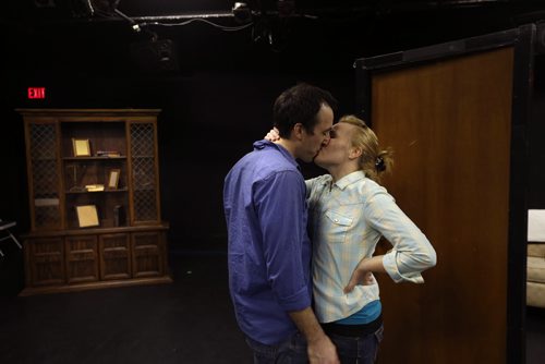 WAYNE GLOWACKI / WINNIPEG FREE PRESS   
  Actors, Andrew Cecon and Tracy Penner rehearse a scene from the play Shiksa that is part of So Nu, a festival of new plays at Winnipeg Jewish Theatre, which opens Wednesday, March 9 in the Berney Theatre. (This rehearsal was held at the PTE.)  Randall King story. March 3 2016