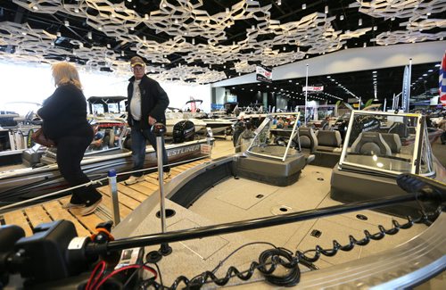 JASON HALSTEAD / WINNIPEG FREE PRESS  Visitors check out the new south display area at the Mid-Canada Boat Show at the RBC Convention Centre Winnipeg on March 5, 2016. (See Rollason story)