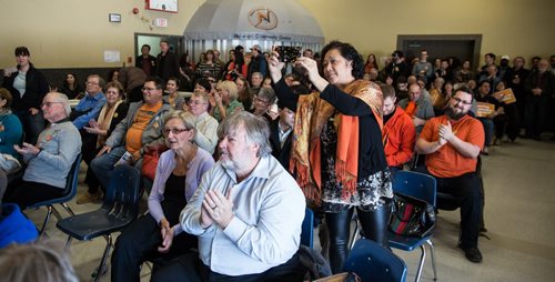 MIKE DEAL / WINNIPEG FREE PRESS NDP supporters crowd into the Norwood Community Centre Sunday afternoon to support Premier Greg Selinger during his NDP nomination meeting for the St. Boniface riding. 160306 - Sunday, March 06, 2016