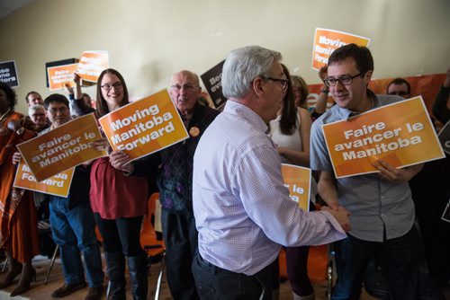 MIKE DEAL / WINNIPEG FREE PRESS Premier Greg Selinger during his NDP nomination meeting for the St. Boniface riding at the Norwood Community Centre Sunday afternoon. 160306 - Sunday, March 06, 2016