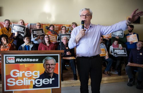 MIKE DEAL / WINNIPEG FREE PRESS Premier Greg Selinger during his NDP nomination meeting for the St. Boniface riding at the Norwood Community Centre Sunday afternoon. 160306 - Sunday, March 06, 2016