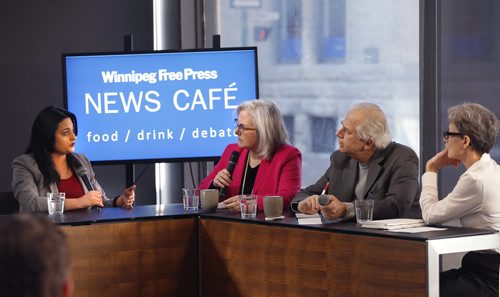 WAYNE GLOWACKI / WINNIPEG FREE PRESS Manitoba Liberal leader Rana Bokhari is interviewed by the Winnipeg Free Press editorial board at the  Winnipeg Free Press News Cafe Monday. March 7 2016