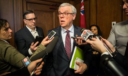 MIKE DEAL / WINNIPEG FREE PRESS Premier Greg Selinger announces the NDP's fiscal outlook during a media lockup at the Manitoba Legislature Tuesday afternoon. 160308 - Tuesday, March 08, 2016