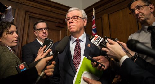 MIKE DEAL / WINNIPEG FREE PRESS Premier Greg Selinger announces the NDP's fiscal outlook during a media lockup at the Manitoba Legislature Tuesday afternoon. 160308 - Tuesday, March 08, 2016