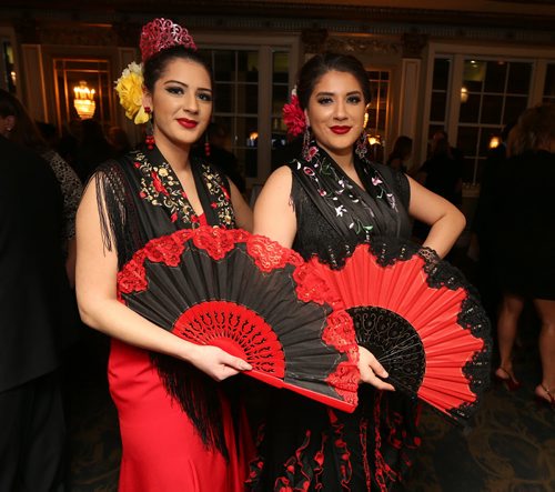 JASON HALSTEAD / WINNIPEG FREE PRESS  Karra Rivera and sister Monique Rivera of Sol de España, Theatre Flamenco and Bolero Dance get ready to perform at the Health Sciences Centre Foundation's sixtth annual Savour: Wine and Food Experience on Feb. 27, 2016 at the Metropolitan Entertainment Centre. (See Social Page)