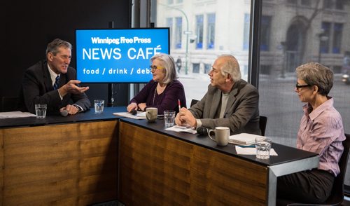 MIKE DEAL / WINNIPEG FREE PRESS Opposition leader Brian Pallister is interviewed by the Winnipeg Free Press Editorial Board at the NewsCafe Thursday morning. 160310 - Thursday, March 10, 2016