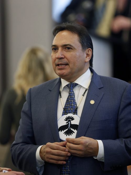 WAYNE GLOWACKI / WINNIPEG FREE PRESS    Perry Bellegarde, National Chief Assembly of First Nations at the Manitoba Chambers of Commerce luncheon Friday. Perry was the keynote speaker at the event. Bill Redekop March 11 2016