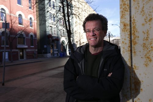 WAYNE GLOWACKI / WINNIPEG FREE PRESS   Writer Yann Martel outside the Winnipeg Free Press News Cafe Monday. He was interviewed by Ben MacPhee-Sigurdson. March 13 2016