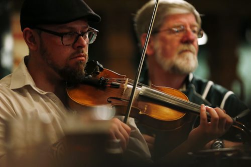 JOHN WOODS / WINNIPEG FREE PRESS Musician Dale Brown and other celtic musicians and dancers practice at Shannon's Irish Pub on Carlton Monday, March 13, 2016. Re: Sanderson