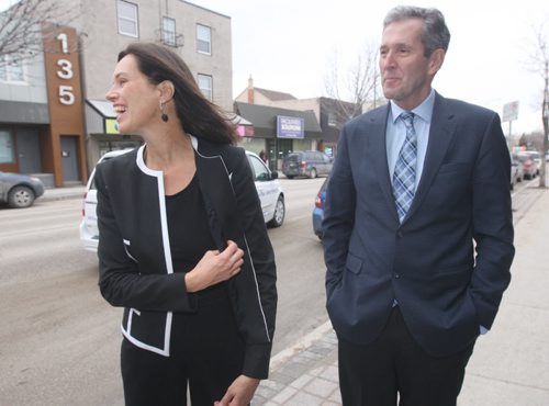 JOE BRYKSA / WINNIPEG FREE   PC leader Brian Pallister kicked off the 2106 election campaign arriving at the office for PC candidate Mamadou Ka on Marion St in Winnipeg with his wife Esther  -  March 16, 2016.(See Larry Kusch story)