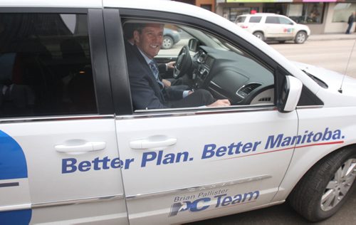 JOE BRYKSA / WINNIPEG FREE PRESS  PC leader Brian Pallister kicked off the 2106 election campaign arriving at the office for PC candidate Mamadou Ka on Marion St in Winnipeg  -  March 16, 2016.(See Larry Kusch story)