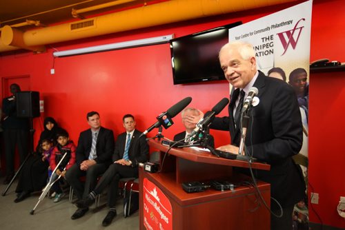 RUTH BONNEVILLE / WINNIPEG FREE PRESS  Minister of Immigration, John McCallum at press conference announcing $500 000 for Syrian Refugees Thursday at Welcome Place.   March 17, 2016
