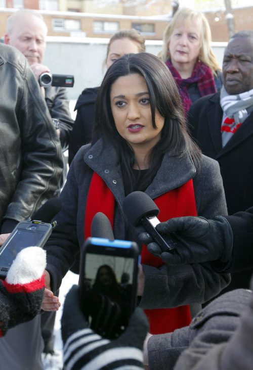 BORIS MINKEVICH / WINNIPEG FREE PRESS MB Liberal leader Rana Bokhari at a morning press conference at Osborne and Stradbrook. Announcement was about ambulances being free for seniors. Photo taken March 17, 2016