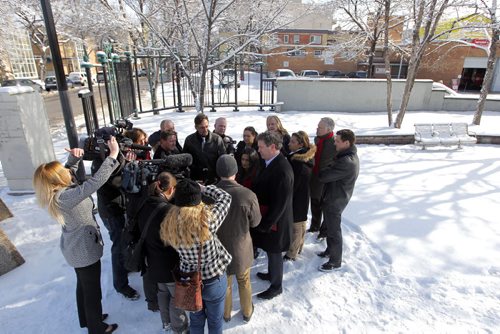 BORIS MINKEVICH / WINNIPEG FREE PRESS MB Liberal leader Rana Bokhari at a morning press conference at Osborne and Stradbrook. Announcement was about ambulances being free for seniors. Photo taken March 17, 2016