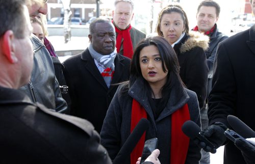 BORIS MINKEVICH / WINNIPEG FREE PRESS MB Liberal leader Rana Bokhari at a morning press conference at Osborne and Stradbrook. Announcement was about ambulances being free for seniors. Photo taken March 17, 2016