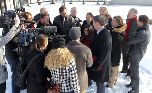 BORIS MINKEVICH / WINNIPEG FREE PRESS MB Liberal leader Rana Bokhari at a morning press conference at Osborne and Stradbrook. Announcement was about ambulances being free for seniors. Photo taken March 17, 2016