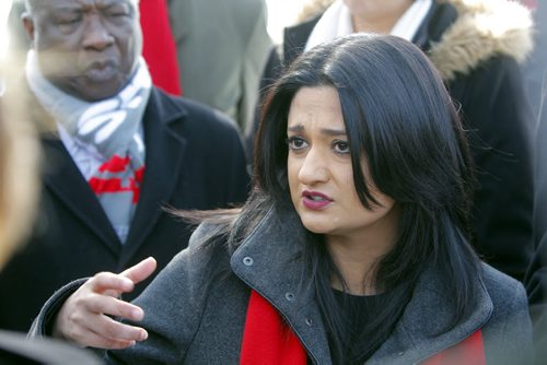 BORIS MINKEVICH / WINNIPEG FREE PRESS MB Liberal leader Rana Bokhari at a morning press conference at Osborne and Stradbrook. Announcement was about ambulances being free for seniors. Photo taken March 17, 2016