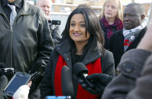 BORIS MINKEVICH / WINNIPEG FREE PRESS MB Liberal leader Rana Bokhari at a morning press conference at Osborne and Stradbrook. Announcement was about ambulances being free for seniors. Photo taken March 17, 2016