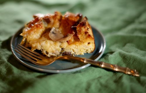 TREVOR HAGAN / WINNIPEG FREE PRESS Recipe Swap. Mushroom and Gruyere Strata, Thursday, March 17, 2016.