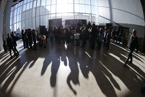 JOHN WOODS / WINNIPEG FREE PRESS People line up to meet Peyton List from the show Jesse at the World of Wheels  in Winnipeg Saturday, March 19, 2016.