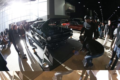 JOHN WOODS / WINNIPEG FREE PRESS People check out a Barracuda at the World of Wheels  in Winnipeg Saturday, March 19, 2016.