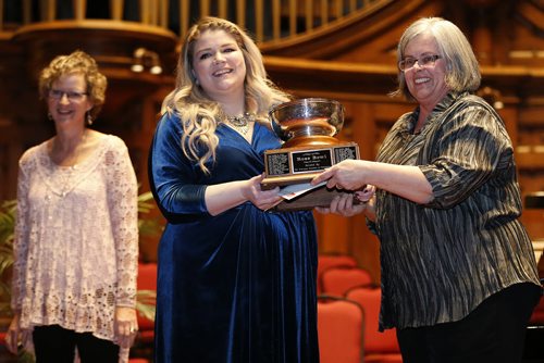 JOHN WOODS / WINNIPEG FREE PRESS Lynlee Wolstencroft wins the Winnipeg Music Festival's Rose Bowl at Westminster Church in Winnipeg Saturday, March 19, 2016.