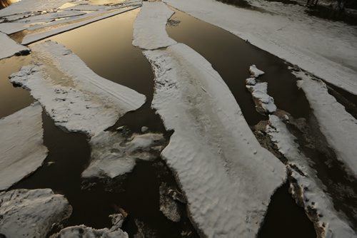 JOHN WOODS / WINNIPEG FREE PRESS Ice breaks up on the Assiniboine River in Winnipeg Sunday, March 20, 2016.