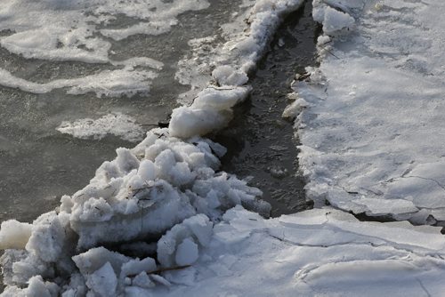 JOHN WOODS / WINNIPEG FREE PRESS Ice breaks up on the Assiniboine River in Winnipeg Sunday, March 20, 2016.