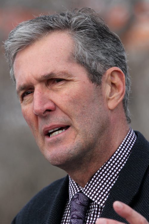 JOE BRYKSA / WINNIPEG FREE PRESS  PC Leader Brian Pallister  at Heathcare announcement near the Grace Hospital  , March 21, 2016.(See Larry Kusch story)