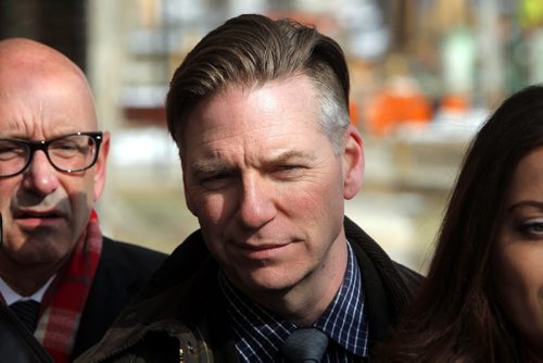 BORIS MINKEVICH / WINNIPEG FREE PRESS Manitoba Liberals to Make Infrastructure Announcement.Mb Liberal candidate in the Assiniboia riding at the presser near Broadway and Furby (Northwest Corner). Photo taken March 21th, 2016