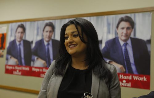 BORIS MINKEVICH / WINNIPEG FREE PRESS Manitoba Liberals leader Rana Bokhari comments on the federal budget at the Liberal headquarters on Broadway. Photo taken March 22th, 2016