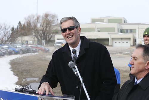 WAYNE GLOWACKI / WINNIPEG FREE PRESS      PC Leader Brian Pallister makes an announcement Tuesday on how a new Progressive Conservative government will act to improve recruitment and retention of doctors. The event was held in front of the Selkirk & District General Hospital.¤Kristin Annable  story  March 22 2016