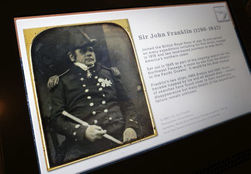 WAYNE GLOWACKI / WINNIPEG FREE PRESS  An image of Sir John Franklin and biography at the Franklin Exploration micro exhibit at the Manitoba Museum that highlights the story of the expedition as well as the discovery of HMS Erebus.  Randy Turner story.  March 23 2016
